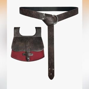 NWT Medieval Faux Leather Handmade Belt Bag with O Ring,